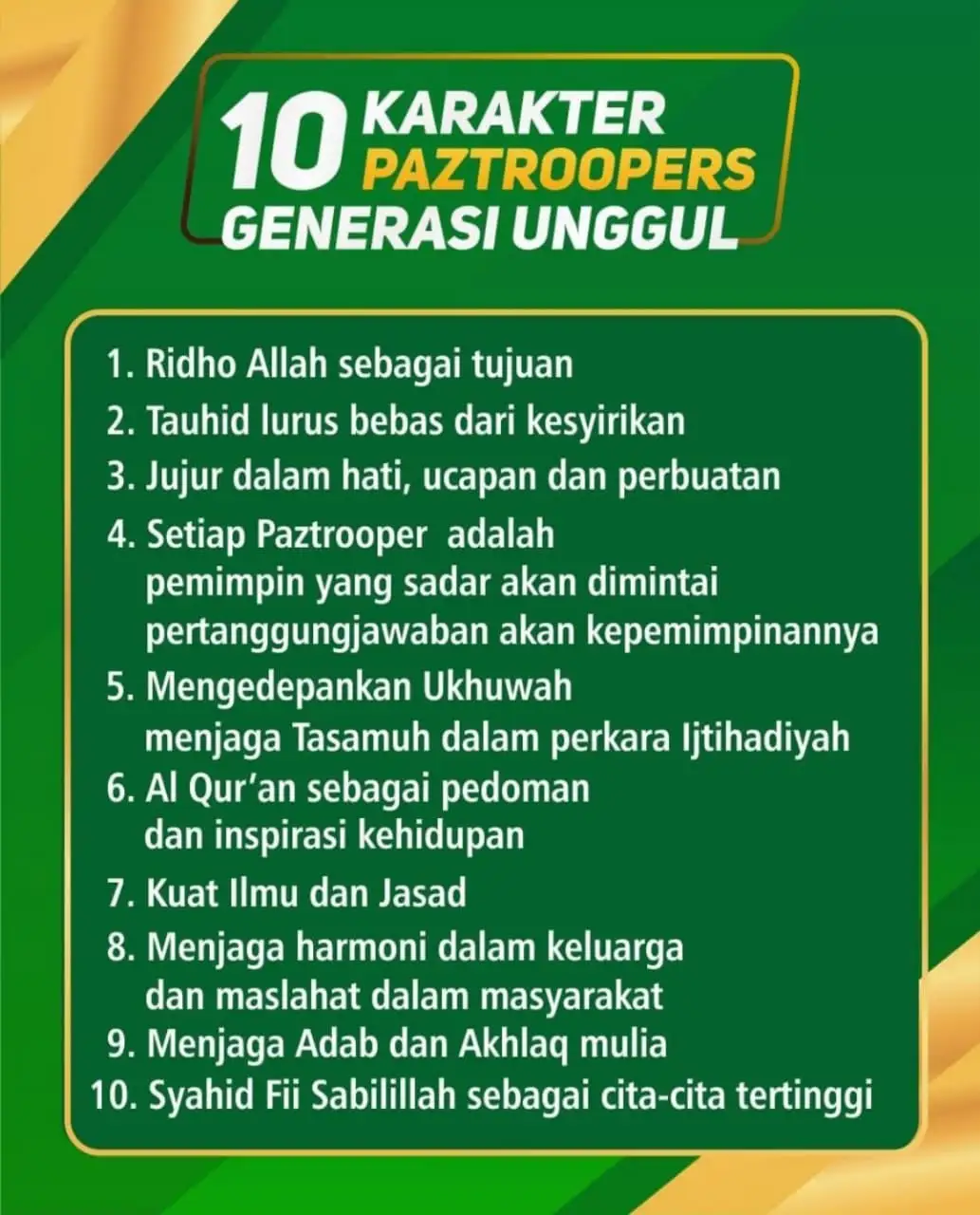 10 Karakter Paztrooper Generasi Unggul, Sudah Hafal Apa Saja?